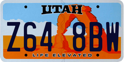UT license plate Z648BW