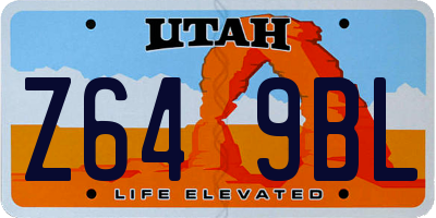 UT license plate Z649BL