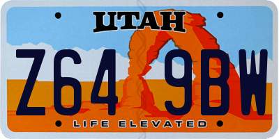 UT license plate Z649BW