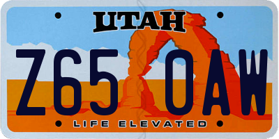 UT license plate Z650AW