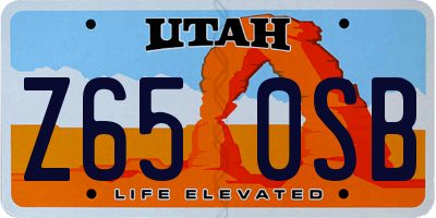 UT license plate Z650SB