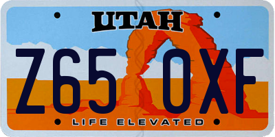 UT license plate Z650XF