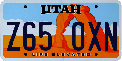 UT license plate Z650XN