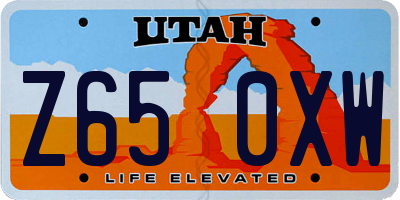 UT license plate Z650XW