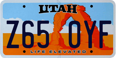 UT license plate Z650YF