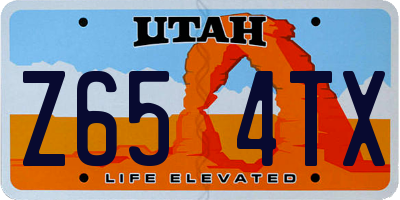 UT license plate Z654TX