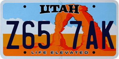 UT license plate Z657AK