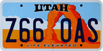 UT license plate Z660AS