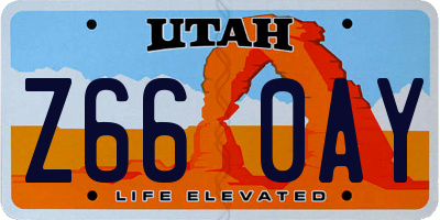 UT license plate Z660AY
