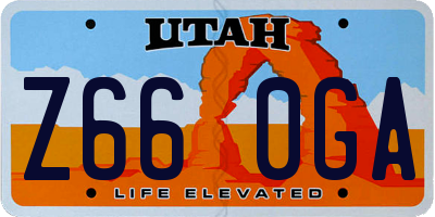 UT license plate Z660GA