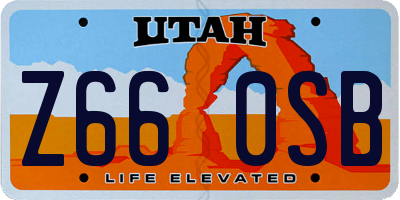 UT license plate Z660SB