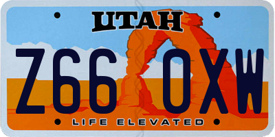 UT license plate Z660XW