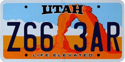 UT license plate Z663AR