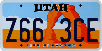UT license plate Z663CE