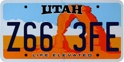 UT license plate Z663FE