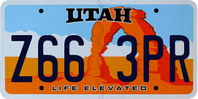 UT license plate Z663PR