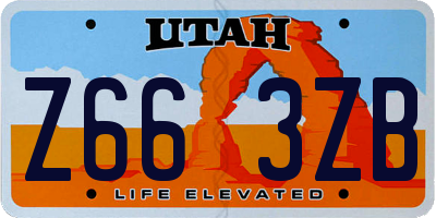 UT license plate Z663ZB