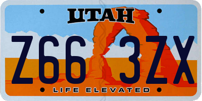UT license plate Z663ZX