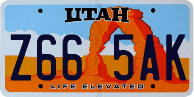UT license plate Z665AK