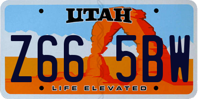 UT license plate Z665BW