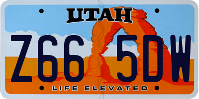 UT license plate Z665DW
