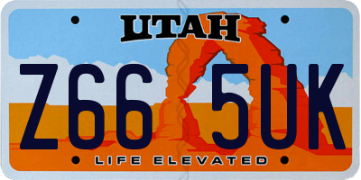 UT license plate Z665UK