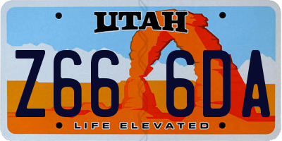 UT license plate Z666DA