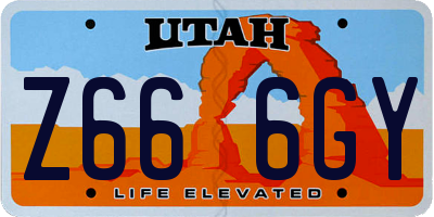 UT license plate Z666GY