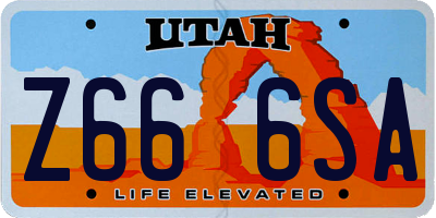 UT license plate Z666SA