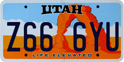 UT license plate Z666YU
