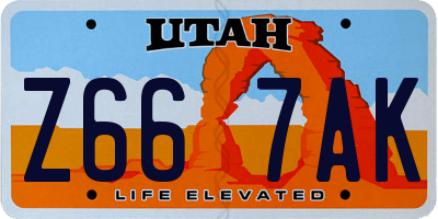 UT license plate Z667AK