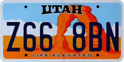 UT license plate Z668BN