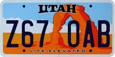 UT license plate Z670AB