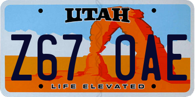 UT license plate Z670AE