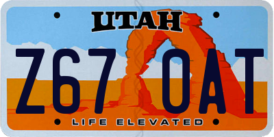 UT license plate Z670AT