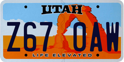 UT license plate Z670AW