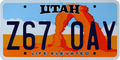 UT license plate Z670AY