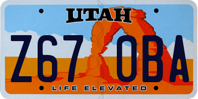 UT license plate Z670BA