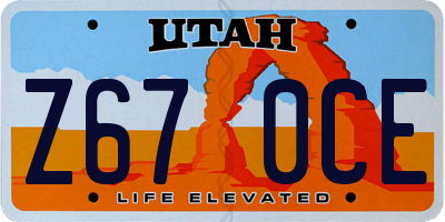 UT license plate Z670CE