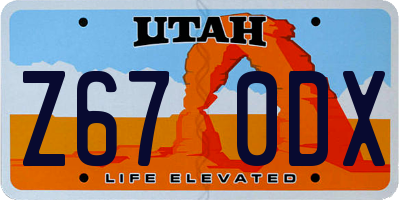 UT license plate Z670DX