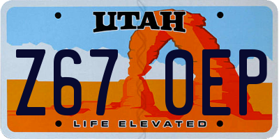 UT license plate Z670EP