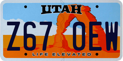 UT license plate Z670EW