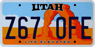 UT license plate Z670FE