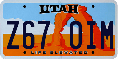 UT license plate Z670IM