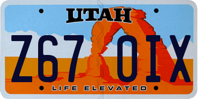 UT license plate Z670IX