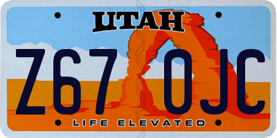 UT license plate Z670JC