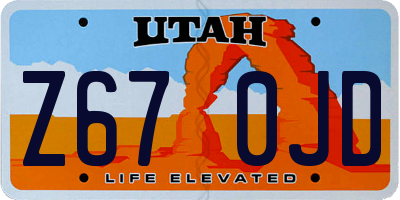 UT license plate Z670JD