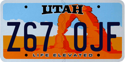 UT license plate Z670JF