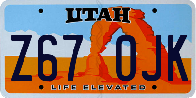 UT license plate Z670JK