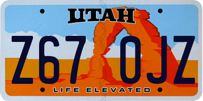 UT license plate Z670JZ